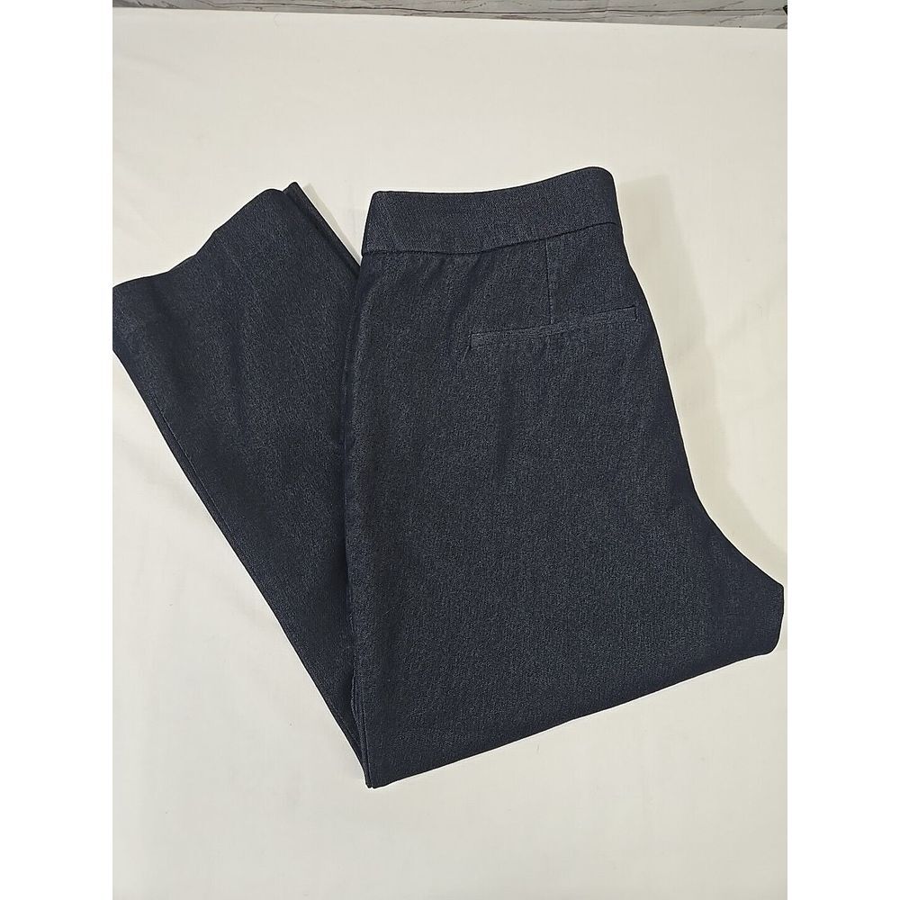 Chicos Pants Women's 0.5 US 6 Navy Blue Demin Look Cropped Polyester Blend Dress